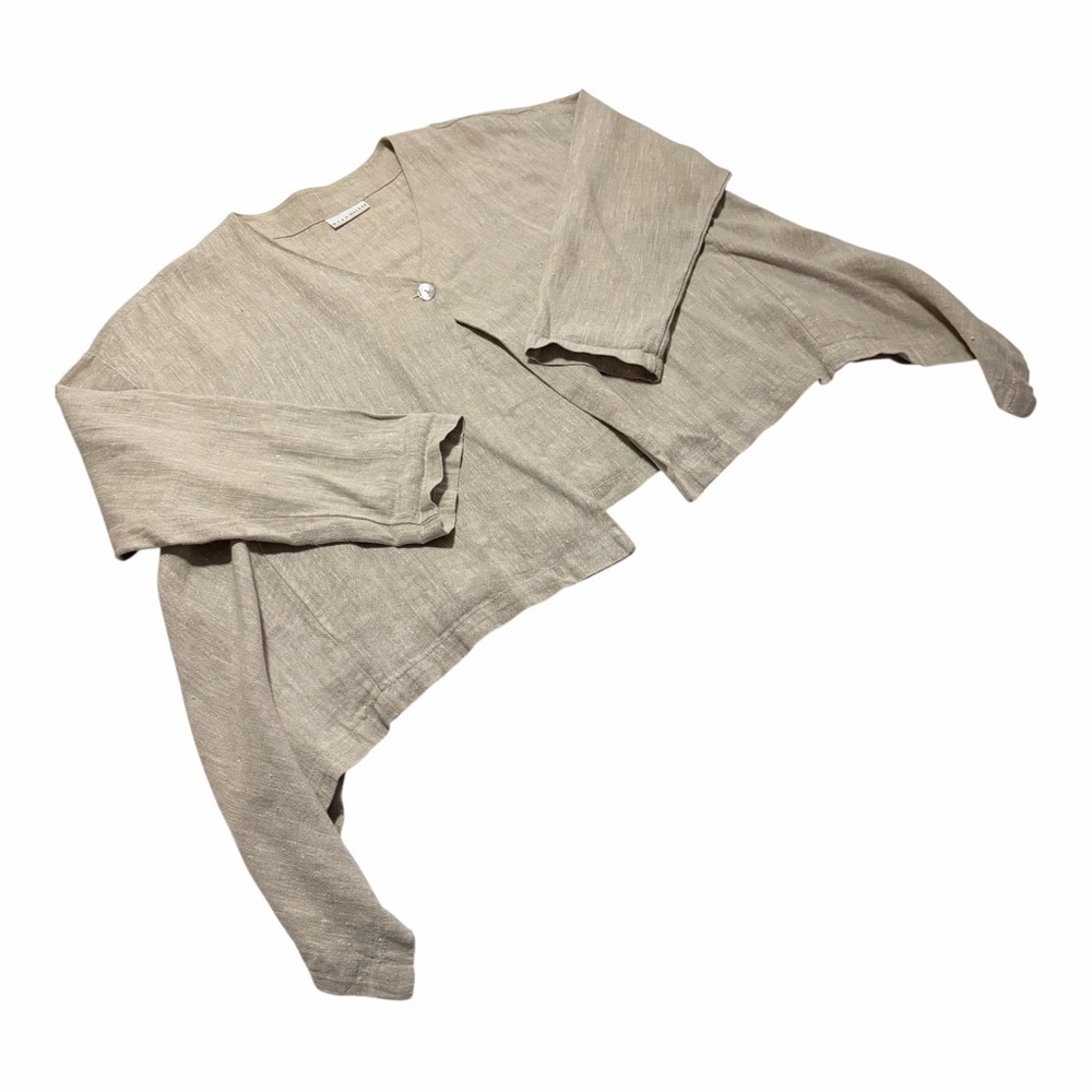 Bryn Walker Beige Linen Single Button Jacket Shru… - image 4